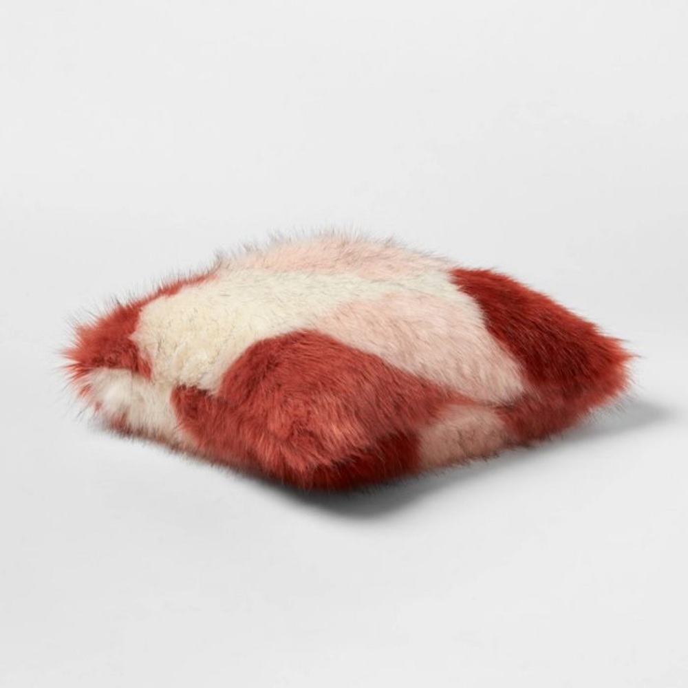 Set of 2 ✨ Opalhouse Square Color Block Faux Fur Throw Pillows